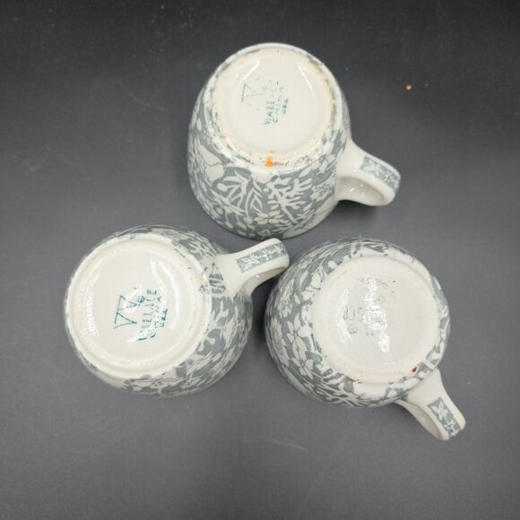 Vintage Wallace China Restaurant Ware Coffee Cups Festival Gray 11-P Set of 3 - Picture 4 of 9